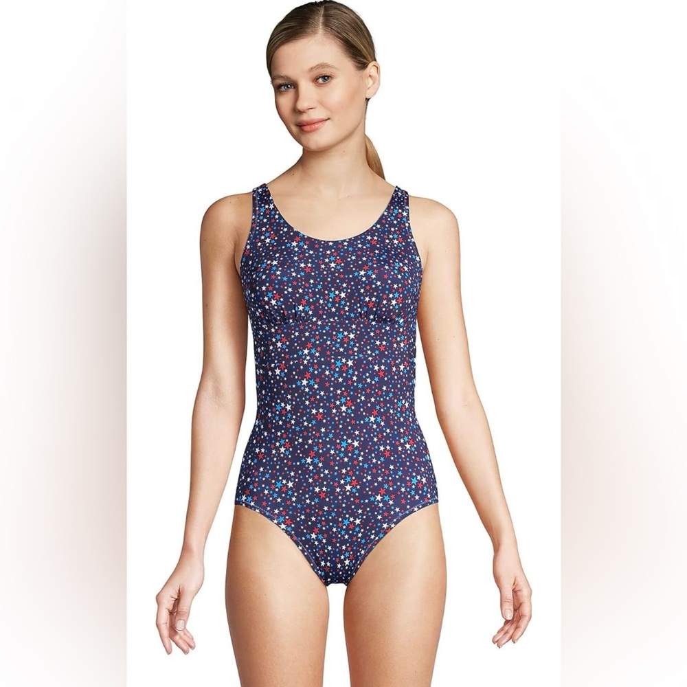 Lands’ End Americana Scoop Neck Reversible One Piece Swimsuit